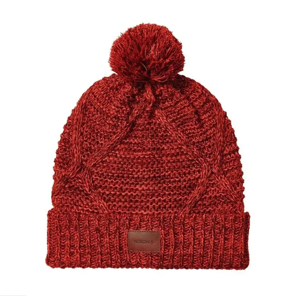 Nixon Julian Pom Beanie, burgundy/fire